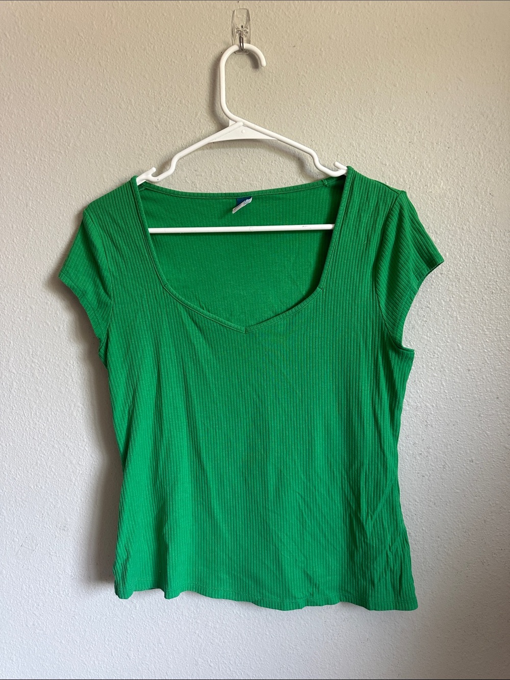 Old Navy Bright Green Ribbed Scoop Neck Tee